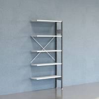 Lagerreol V06 udvidelsesfag med åben gavl 2100x1000x300mm lakeret