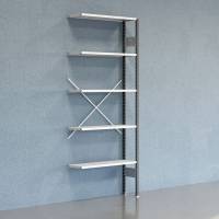 Lagerreol V06 udvidelsesfag med &aring;ben gavl 2500x1000x300mm lakeret