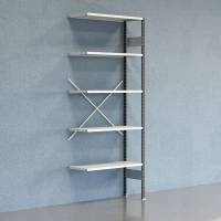 Lagerreol V06 udvidelsesfag med &aring;ben gavl 2500x1000x400mm lakeret