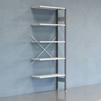 Lagerreol V06 udvidelsesfag med &aring;ben gavl 2500x1000x400mm lakeret