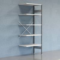 Lagerreol V06 udvidelsesfag med åben gavl 2500x1000x600mm lakeret