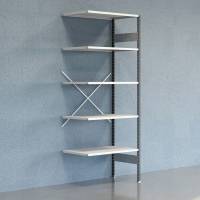 Lagerreol V06 udvidelsesfag med &aring;ben gavl 2500x1000x600mm lakeret