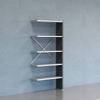 Lagerreol V06 udvidelsesfag med lukket gavl 2100x1000x300mm galvaniseret