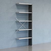 Lagerreol V06 udvidelsesfag med lukket gavl 2500x1000x300mm galvaniseret