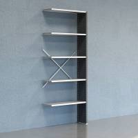 Lagerreol V06 udvidelsesfag med lukket gavl 2500x1000x300mm galvaniseret