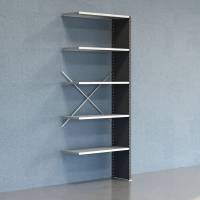 Lagerreol V06 udvidelsesfag med lukket gavl 2500x1000x400mm galvaniseret