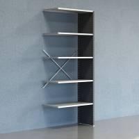 Lagerreol V06 udvidelsesfag med lukket gavl 2500x1000x500mm galvaniseret