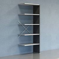 Lagerreol V06 udvidelsesfag med lukket gavl 2500x1000x500mm galvaniseret