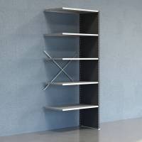 Lagerreol V06 udvidelsesfag med lukket gavl 2500x1000x600mm galvaniseret