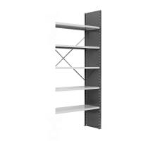 Lagerreol V06 udvidelsesfag med lukket gavl 2100x1000x400mm lakeret