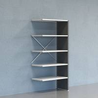 Lagerreol V06 udvidelsesfag med lukket gavl 2100x1000x500mm lakeret