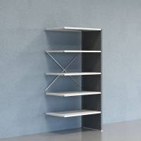 Lagerreol V06 udvidelsesfag med lukket gavl 2100x1000x600mm lakeret