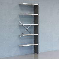 Lagerreol V06 udvidelsesfag med lukket gavl 2500x1000x300mm lakeret