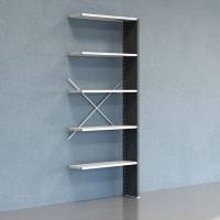 Lagerreol V06 udvidelsesfag med lukket gavl 2500x1000x300mm lakeret