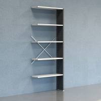 Lagerreol V06 udvidelsesfag med lukket gavl 2500x1000x300mm lakeret