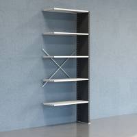 Lagerreol V06 udvidelsesfag med lukket gavl 2500x1000x400mm lakeret