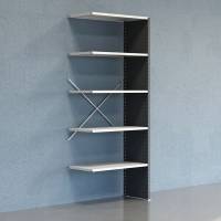 Lagerreol V06 udvidelsesfag med lukket gavl 2500x1000x500mm lakeret