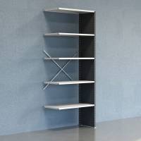 Lagerreol V06 udvidelsesfag med lukket gavl 2500x1000x500mm lakeret