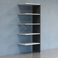 Lagerreol V06 udvidelsesfag med lukket gavl 2500x1000x600mm lakeret