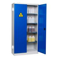Kemikalieskab SMV med 4 hylder 1990x1000x435mm, bl&aring; d&oslash;re