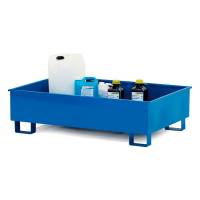 Opsamlingskar/spildbassin i st&aring;l med 260 liters kapacitet, bl&aring;