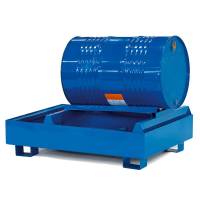 Spildbakke til sikker opbevaring af 1 liggende t&oslash;nde, bl&aring;