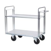 Rullevogn med 2 hylder 1180x750x1200mm, s&oslash;lv med sorte hjul
