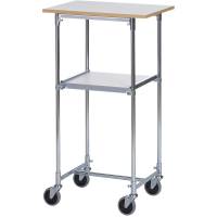 Rullebord med hylde 1060x600x430mm, gr&aring; laminat og s&oslash;lv stel