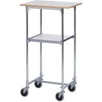 Rullebord med hylde 1060x600x430mm, gr&aring; laminat og s&oslash;lv stel