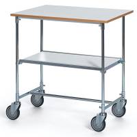 Rullebord med hylde 900x860x600mm, gr&aring; laminat og s&oslash;lv stel