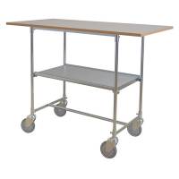 Rullebord med hylde 900x1200x600mm, gr&aring; laminat og s&oslash;lv stel