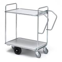 Plukkevogn med 2 hylder 1110x540x1130mm, ergonomisk greb, s&oslash;lv