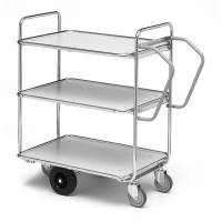 Plukkevogn med 3 hylder 1110x540x1130mm, ergonomisk greb, s&oslash;lv