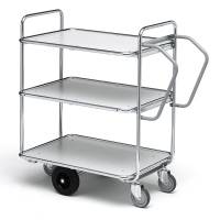 Plukkevogn med 3 hylder 1110x620x1130mm, ergonomisk greb, s&oslash;lv