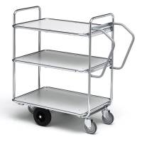 Plukkevogn med 3 hylder 1110x620x1130mm, ergonomisk greb, s&oslash;lv