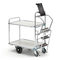 Plukkevogn med 2 hylder og stige 1110x620x1530mm 300kg