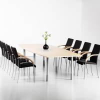 Consensus konferencebord b&aring;dformet 280x100cm med birk bordplade