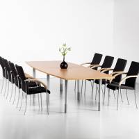 Consensus konferencebord bådformet 280x100cm med bøg bordplade