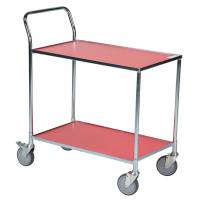 Serveringsvogn med 2 hylder, kapacitet 150 kg, r&oslash;d