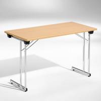 Kongress klapbord 120x60cm b&oslash;g med krom stel