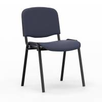 Iso konferencestol i m&oslash;rk bl&aring;t tekstil med sorte stoleben