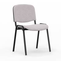 Iso konferencestol i lys gr&aring;t tekstil med sorte stoleben
