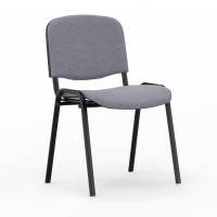 Iso konferencestol i gr&aring;t tekstil med sorte stoleben