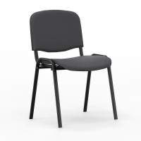 Iso konferencestol i m&oslash;rk gr&aring;t tekstil med sorte stoleben