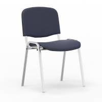 Iso konferencestol i m&oslash;rk bl&aring;t tekstil med alugr&aring; stoleben