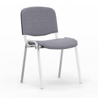 Iso konferencestol i gr&aring;t tekstil med alugr&aring; stoleben
