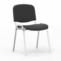 Iso konferencestol i sort tekstil med alugr&aring; stoleben
