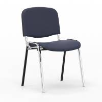 Iso konferencestol i m&oslash;rk bl&aring;t tekstil med krom stoleben