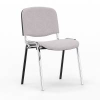 Iso konferencestol i lys gr&aring;t tekstil med krom stoleben