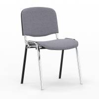 Iso konferencestol i gr&aring;t tekstil med krom stoleben
